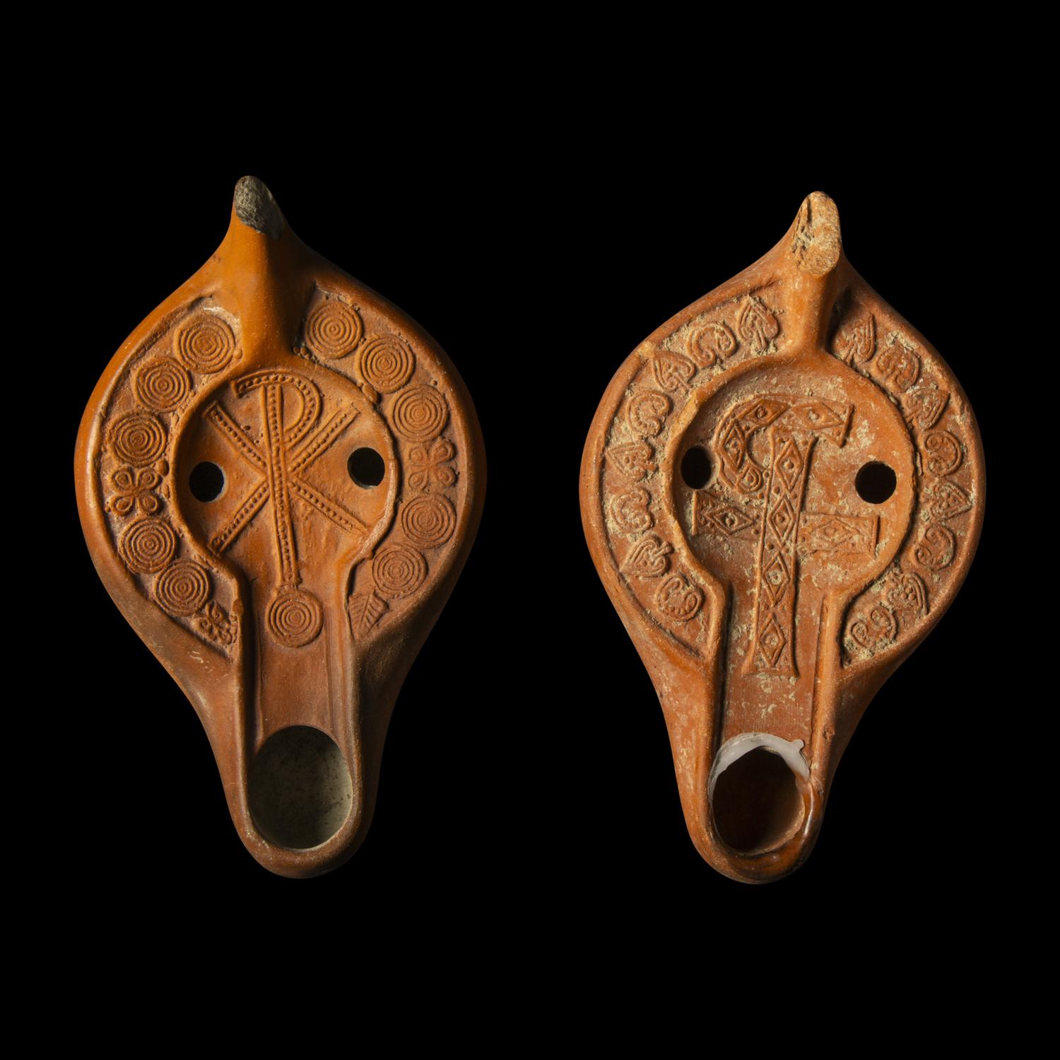 Two Roman Terracotta Oil Lamps