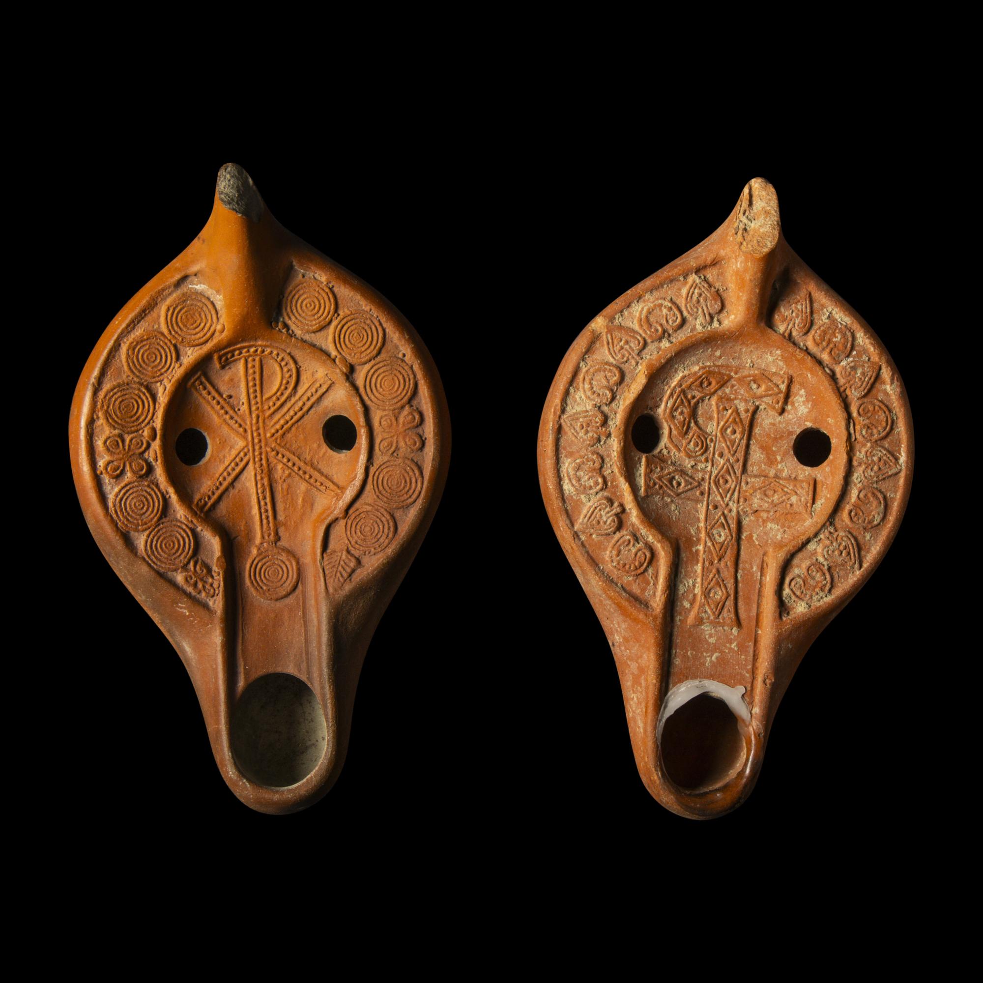 Two Roman Terracotta Oil Lamps