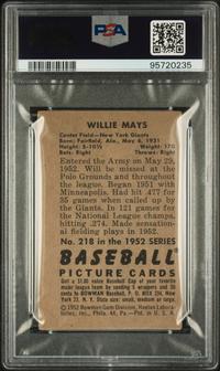 A 1952 Bowman Willie Mays Baseball Card No. 218 (PSA 2 GOOD)