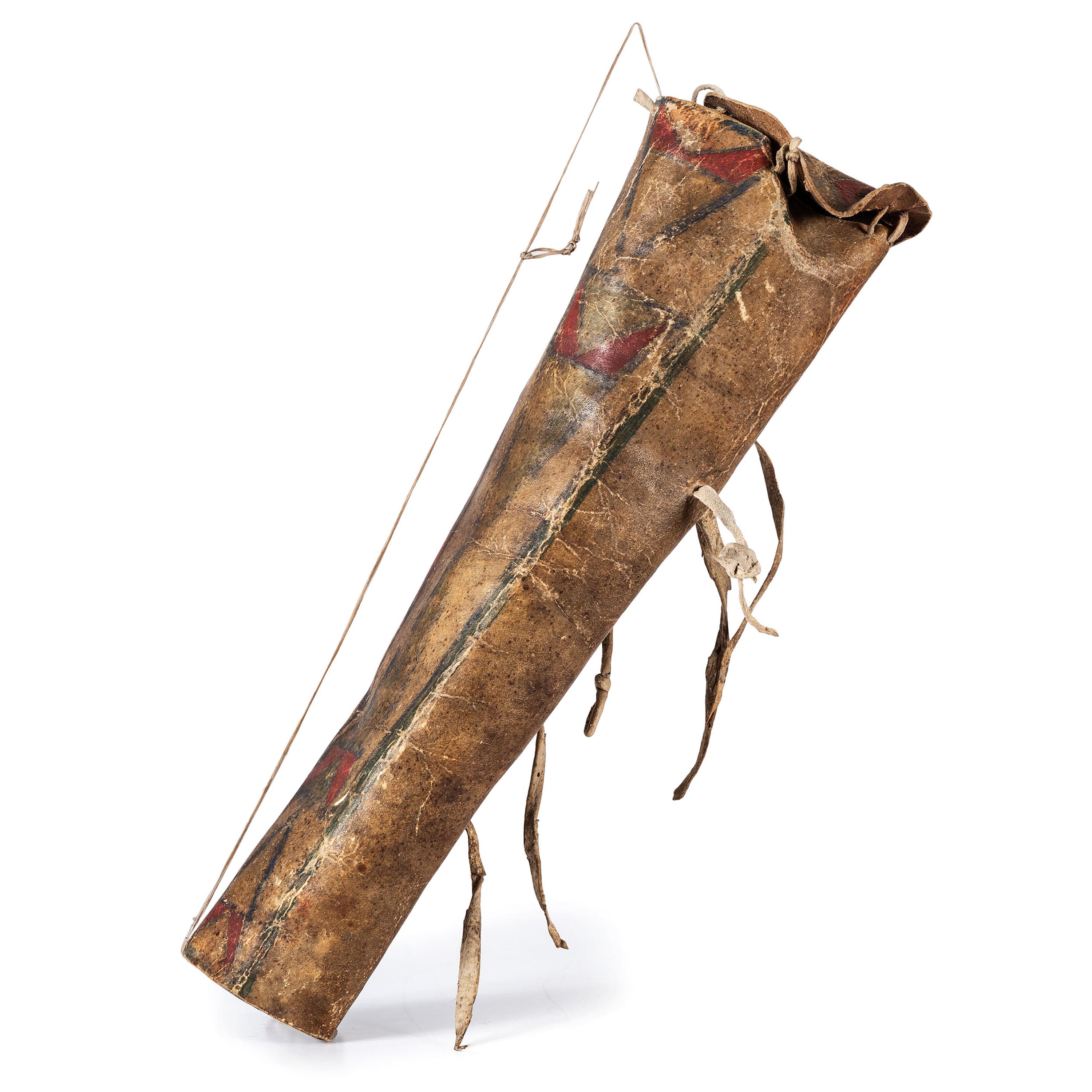 Apsáalooke (Crow) Painted Parfleche Cylindrical Case