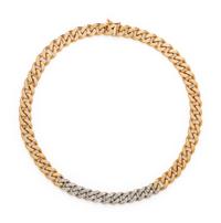 TIFFANY & CO., BICOLOR GOLD AND DIAMOND NECKLACE