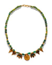 A Roman Gold and Glass Bead Necklace with a Portrait Head Medallion
