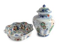 Two Chinese Wucai Porcelain Articles