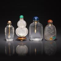Four Chinese Rock Crystal Snuff Bottles, 18th to 19th Century — 清中期 水晶鼻烟壺四支