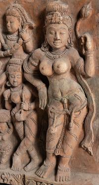 A Large Indian Carved Sandstone Relief Panel