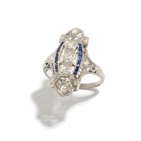 PLATINUM, DIAMOND, AND SAPPHIRE RING