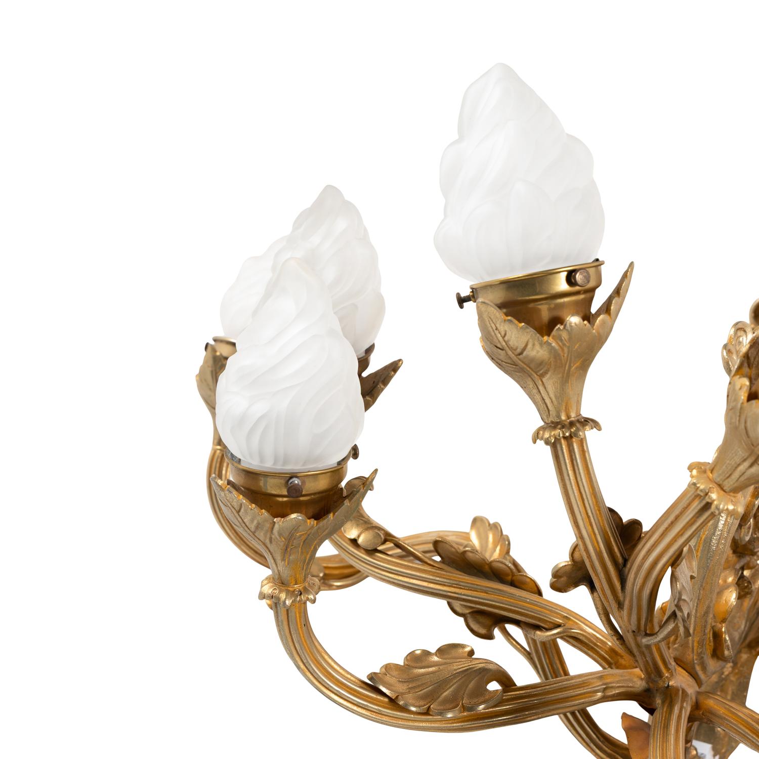 A Pair of French Gilt Bronze Eight-Light Sconces