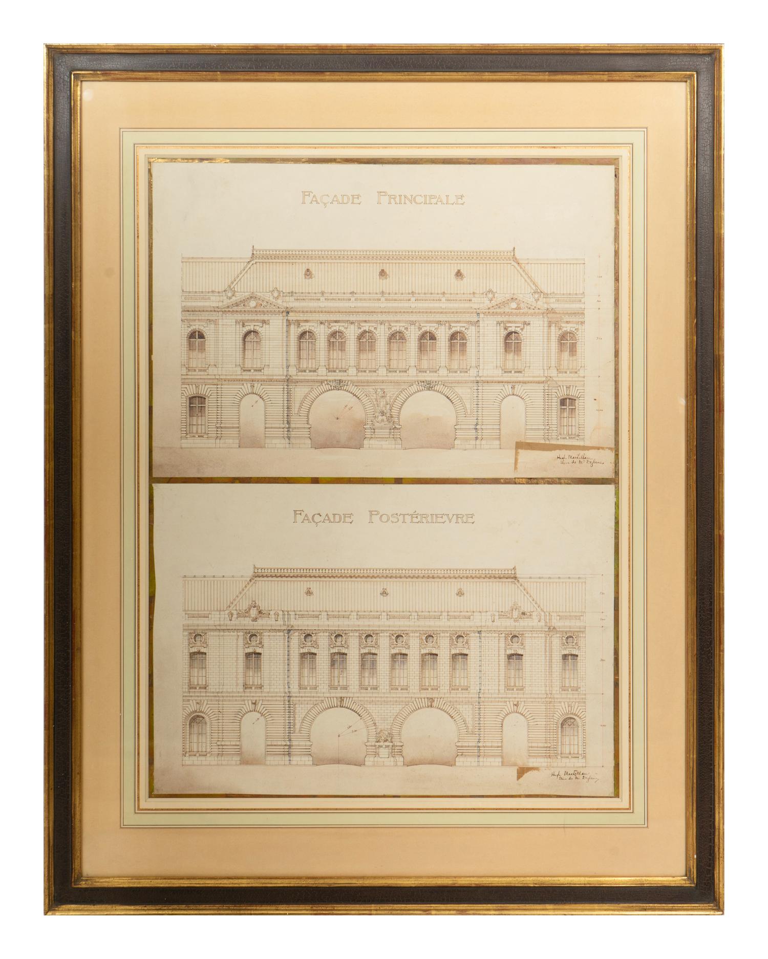 Three Elevations of Beaux Arts Buildings, Paris