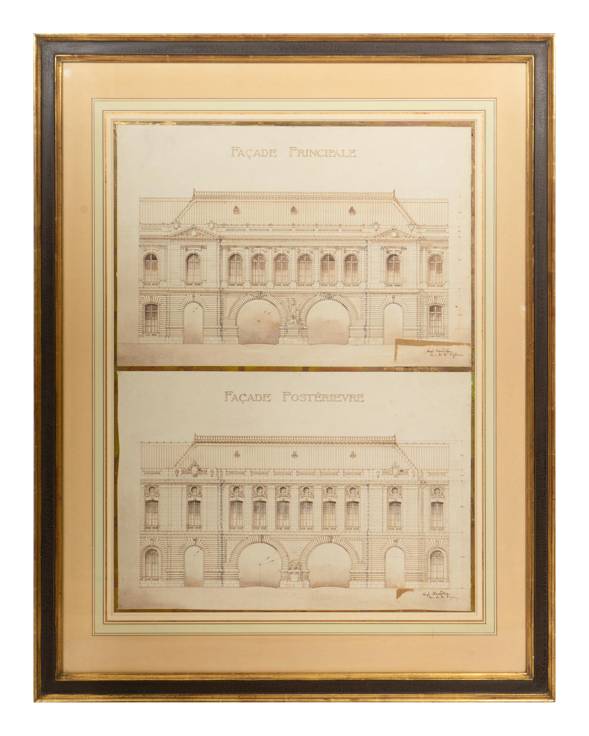 Three Elevations of Beaux Arts Buildings, Paris