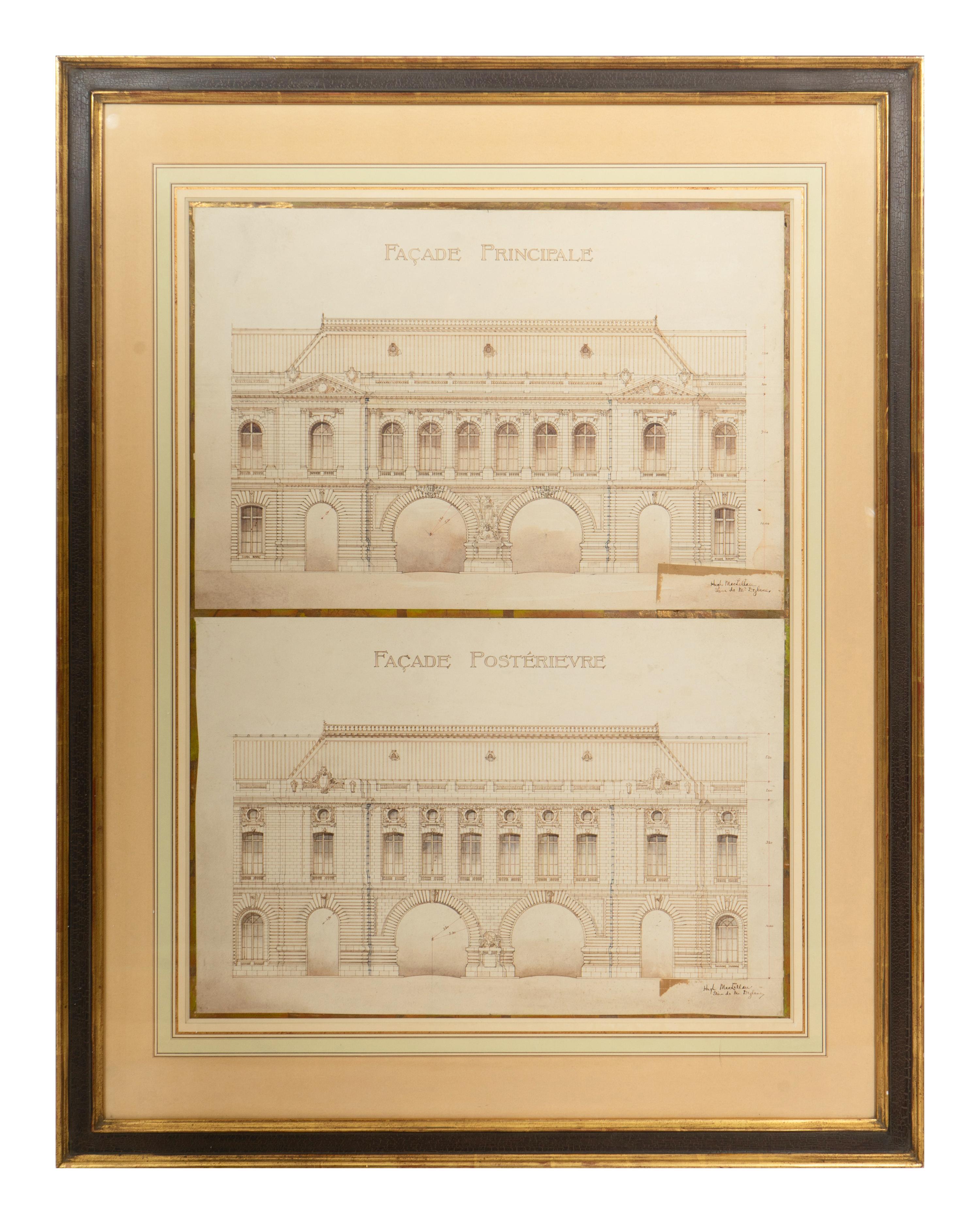 Three Elevations of Beaux Arts Buildings, Paris
