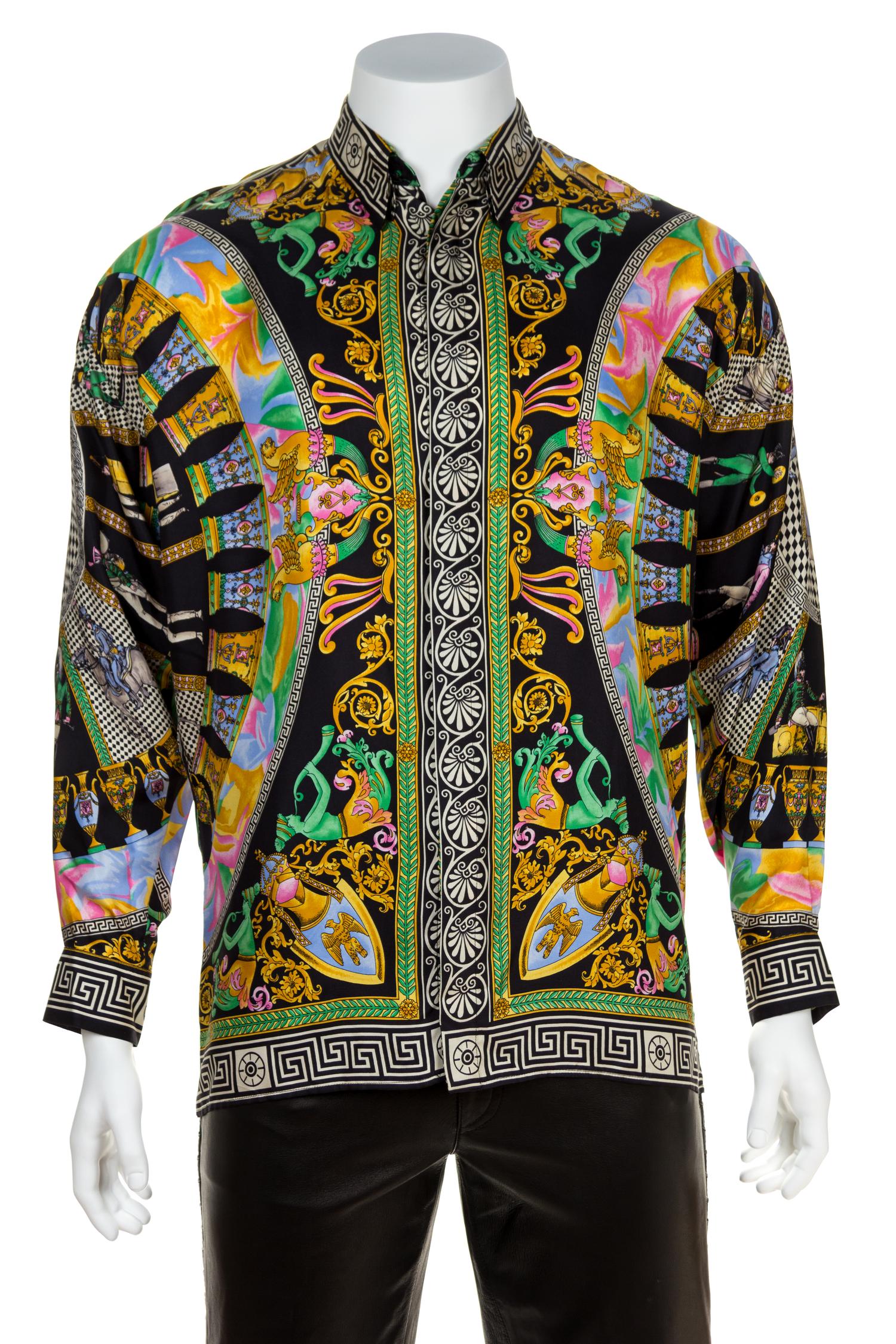 A Gianni Versace Silk Print Shirt, Size 48.
