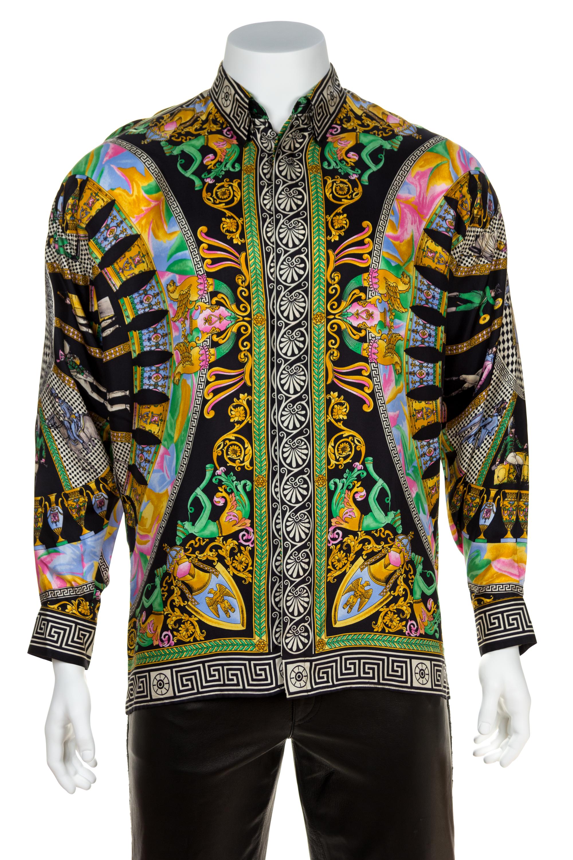 A Gianni Versace Silk Print Shirt, Size 48.