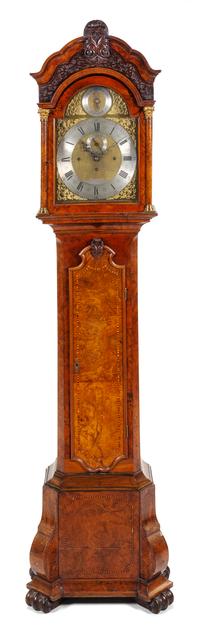 A Dutch Burl Walnut Tall Case Clock Height 92 x width 20 1/2 x depth 12 inches. — MOVEMENT BY JAMES MURRAY, LONDON, 19TH CENTURY