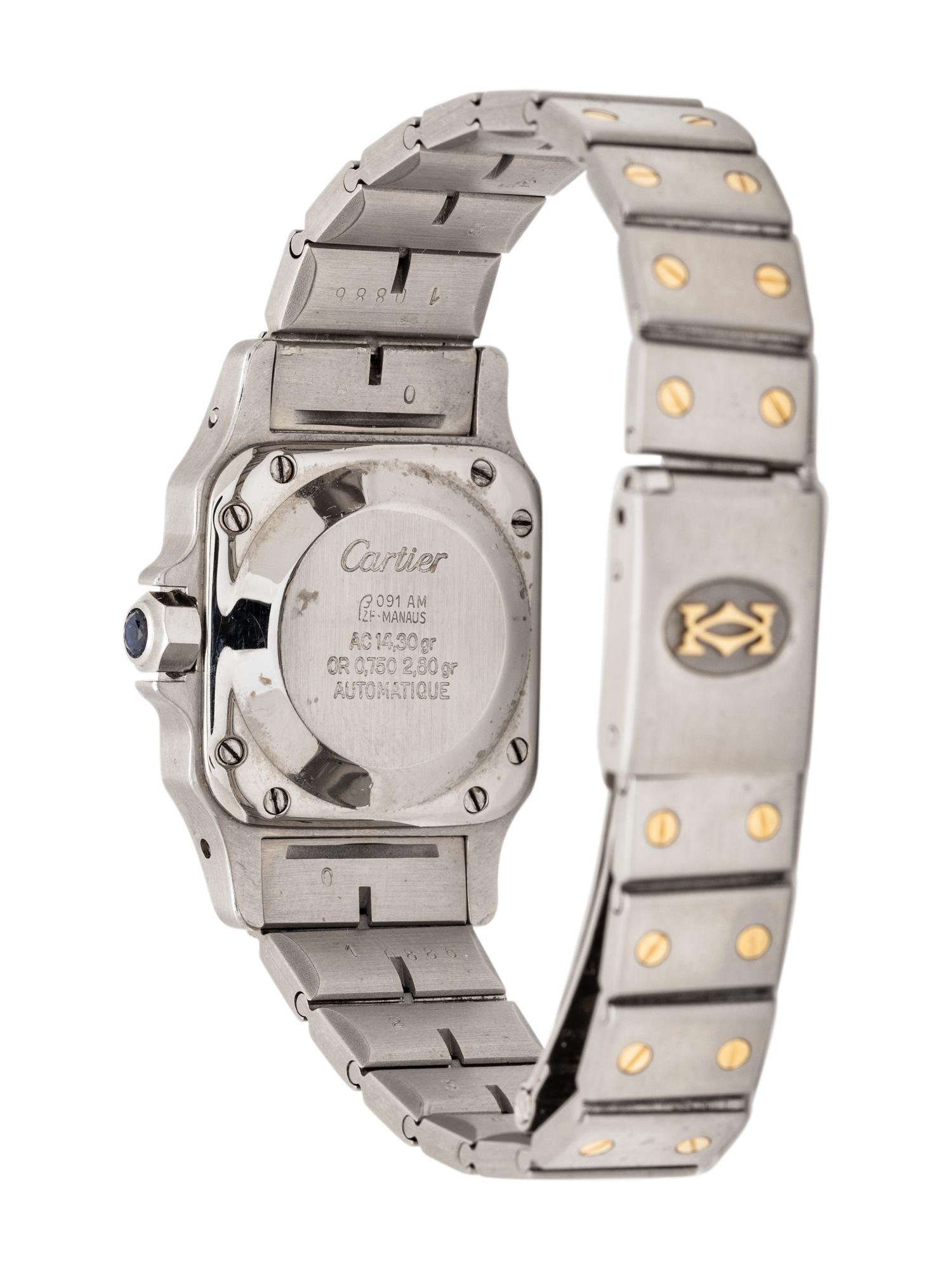 CARTIER, STAINLESS STEEL AND 18K YELLOW GOLD 'SANTOS' WATCH