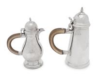 An English Britannia Silver Silver Chocolate Pot and Milk Jug