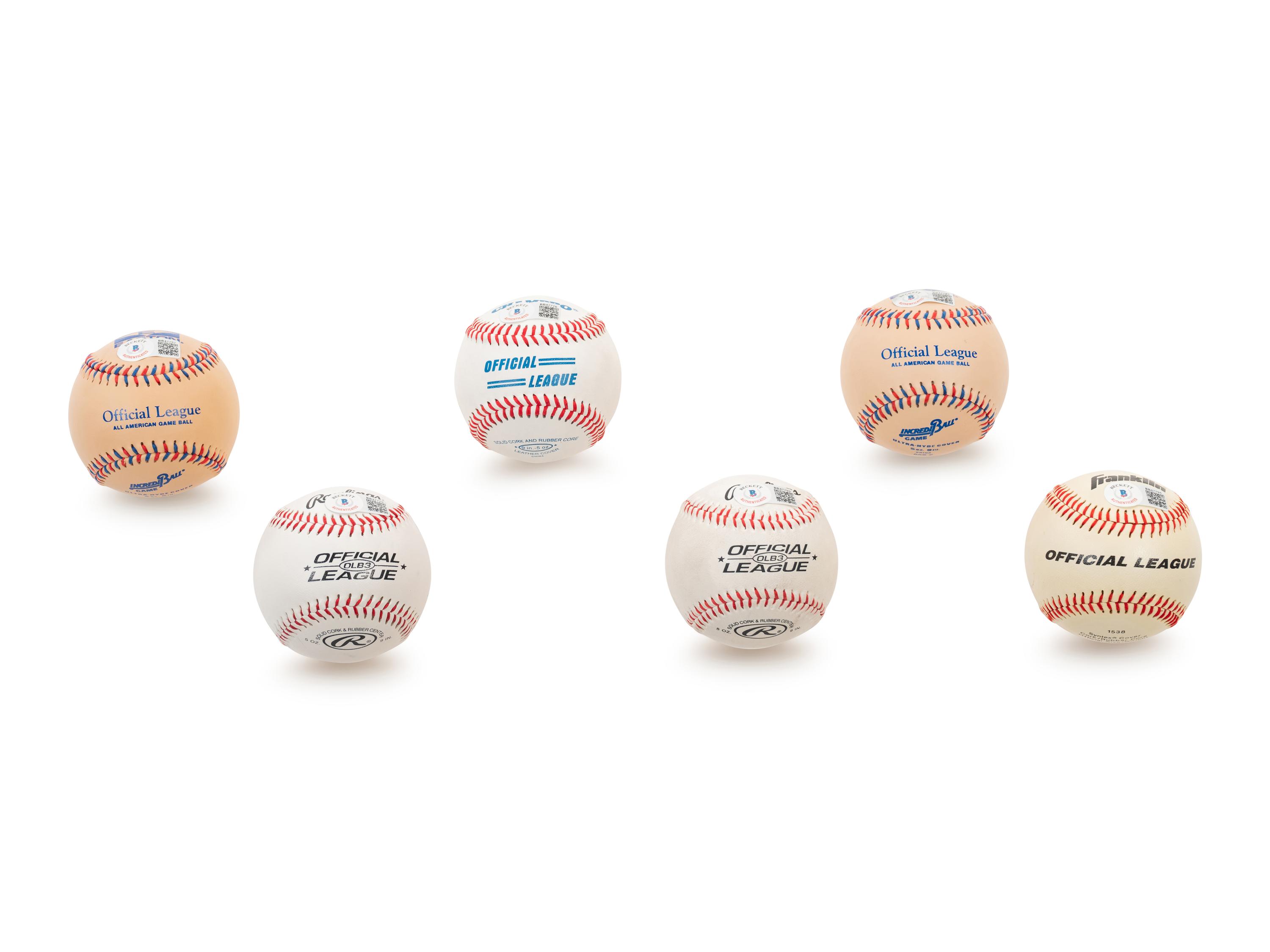 A Group of Six Chicago Blackhawks Hall of Famers Signed Autograph Baseballs Including Tony Esposito, Bobby Hull, Stan Mikita, Pierre Pilote, Chris Chelios and Denis Savard (BAS Beckett Authentication Services Certified),