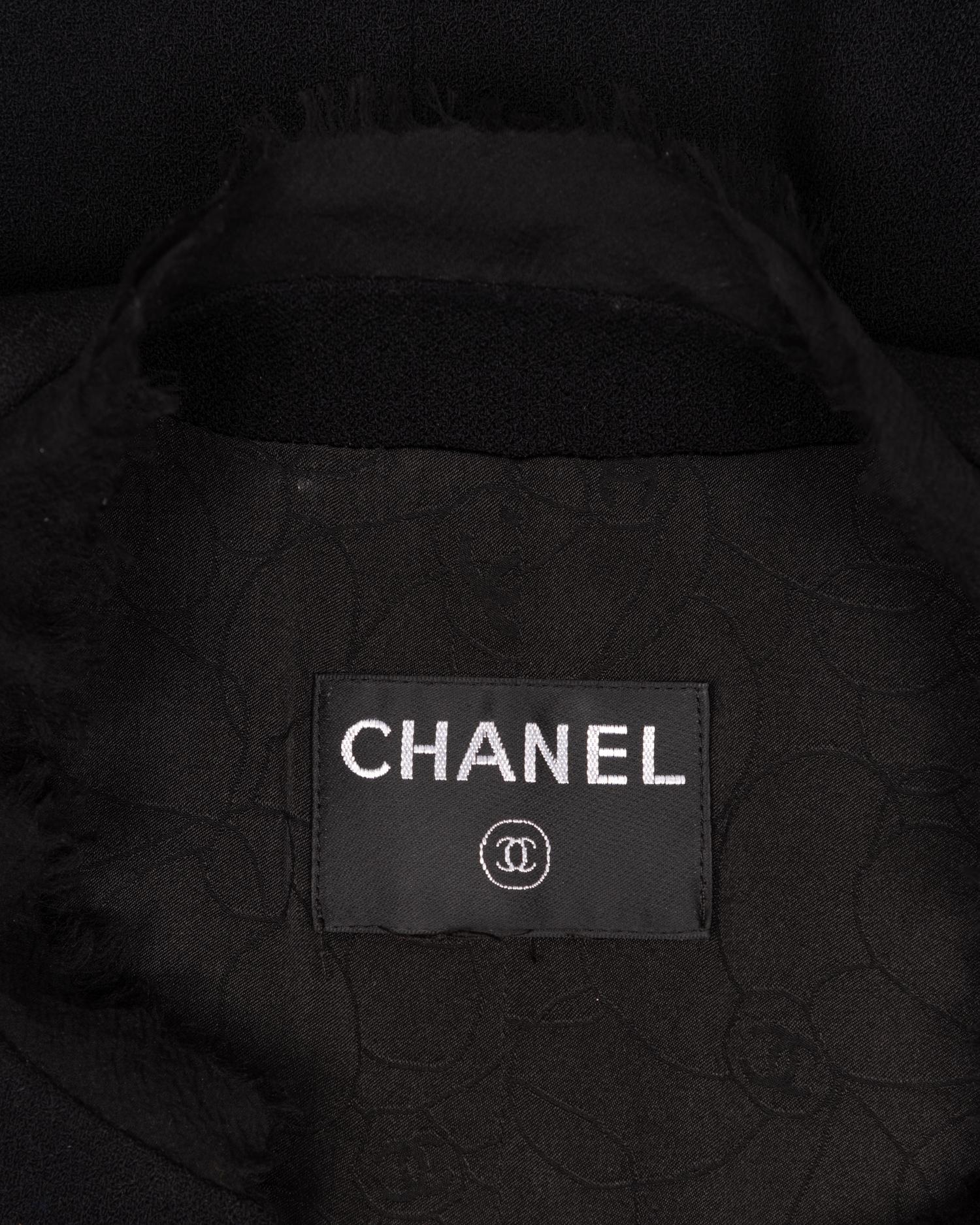 Chanel Wool Jacket with Ruched Chiffon, 1990-2000s