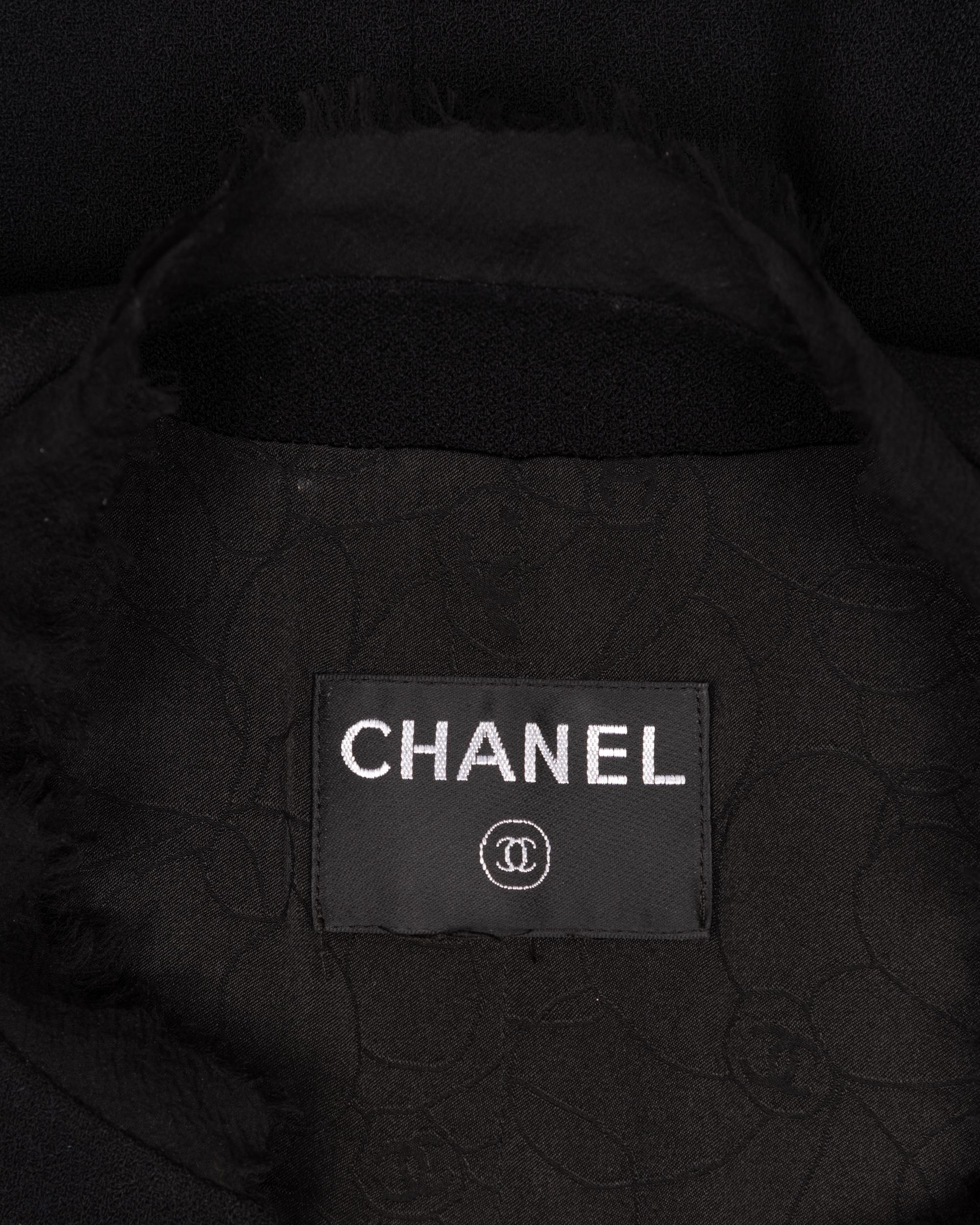 Chanel Wool Jacket with Ruched Chiffon, 1990-2000s