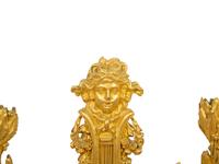 A Pair of French Gilt Bronze Lyre-Form Four-Light Sconces