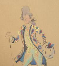 Three Framed Watercolor Costume Studies Attributed to Cecil Beaton
