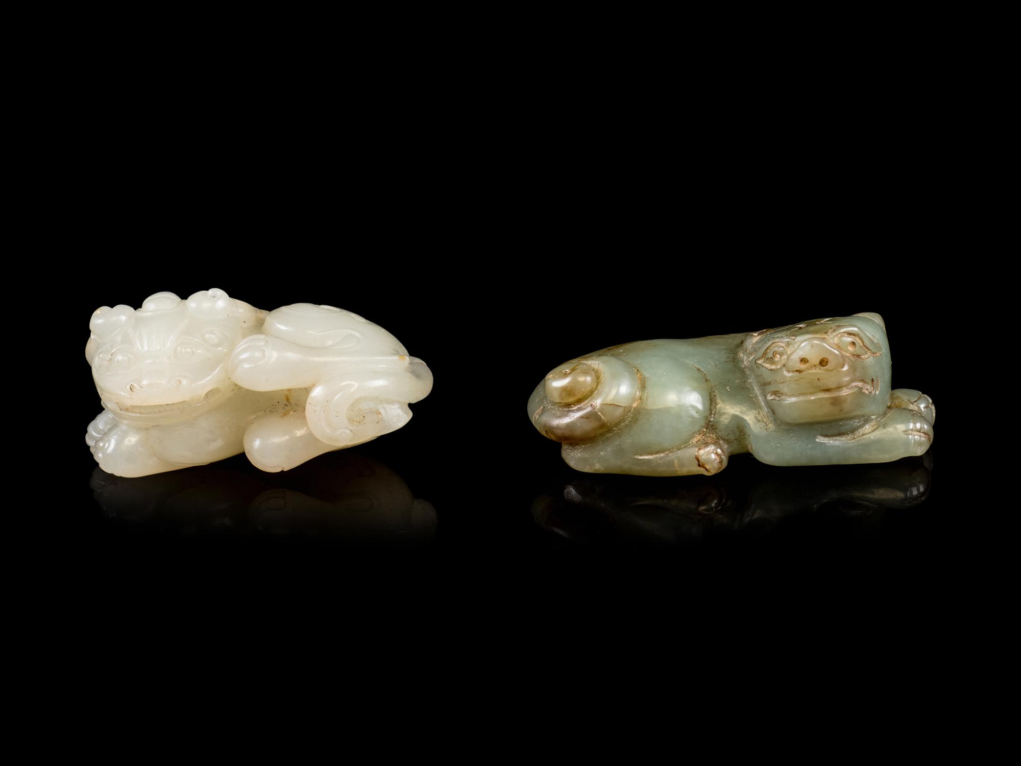 Two Jade Figures of Mythical Beasts