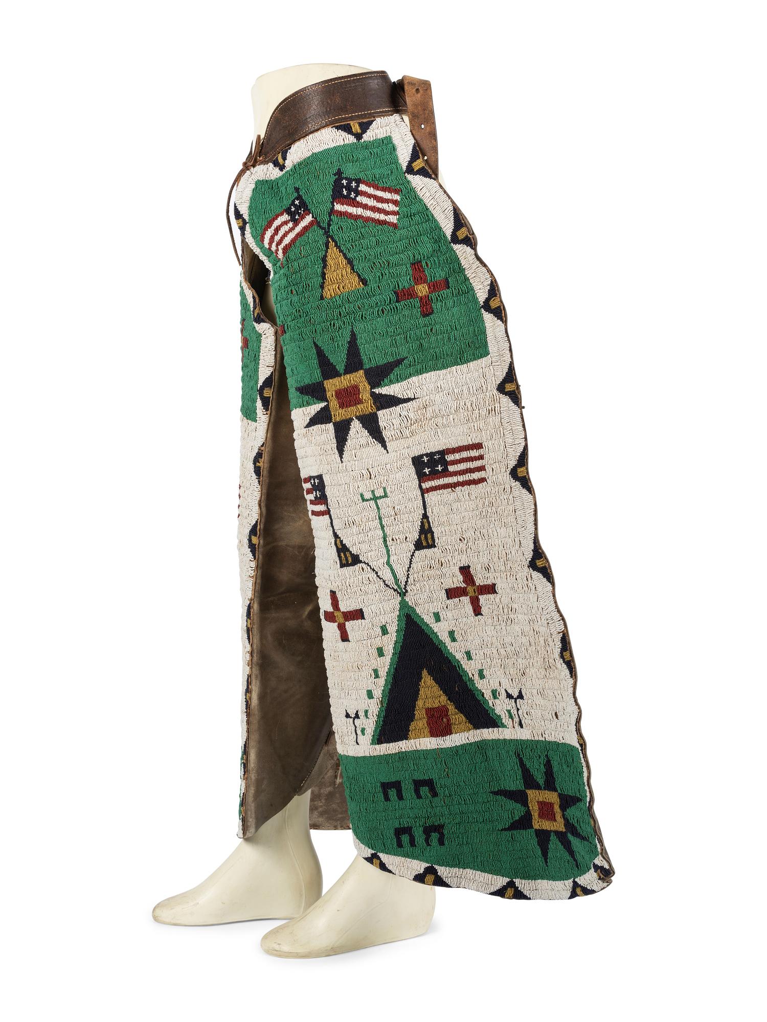 Beaded Hermann Heiser Batwing Chaps, with American Flags