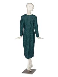 Rizik Brothers Green Lace Dress and Two Brooches