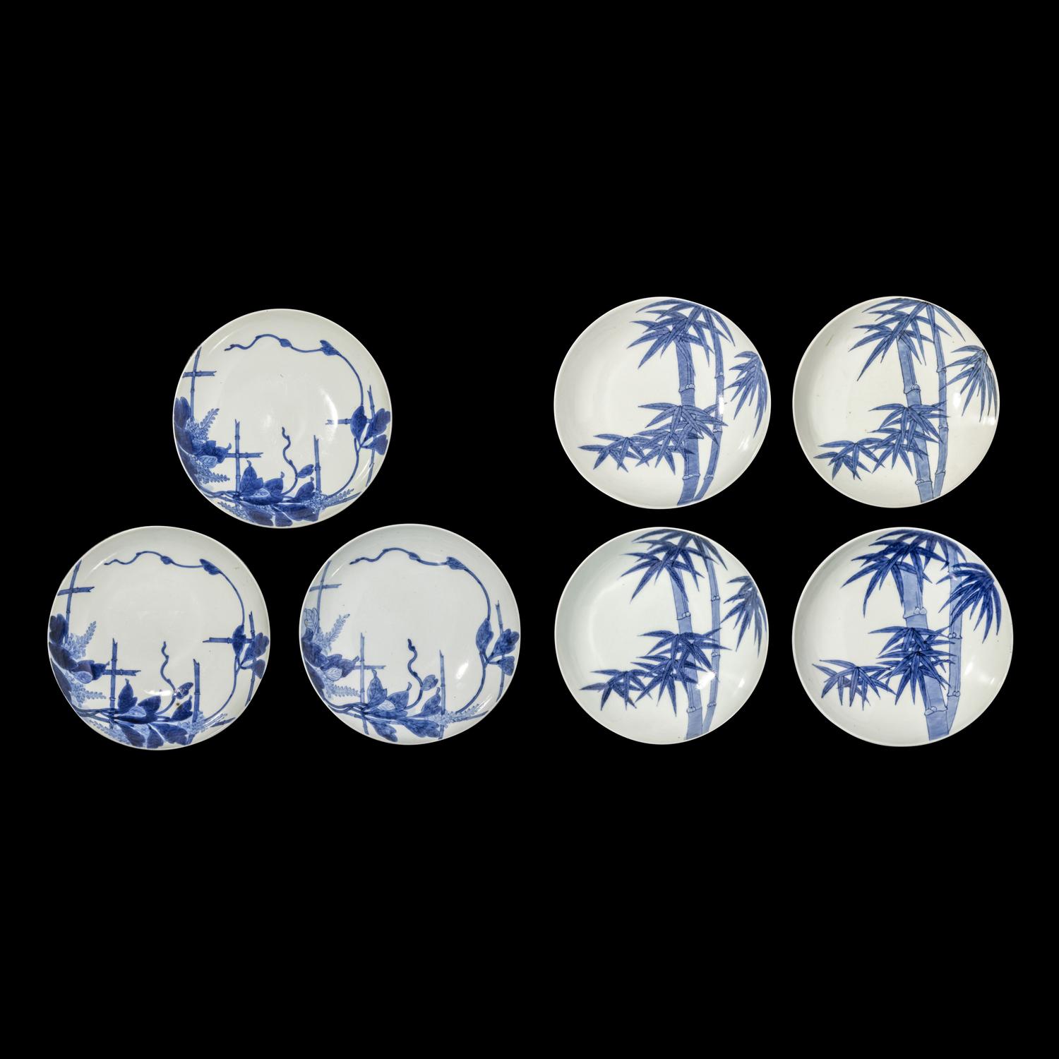 Seven Japanese Nabeshima Style Porcelain Plates, Edo Period