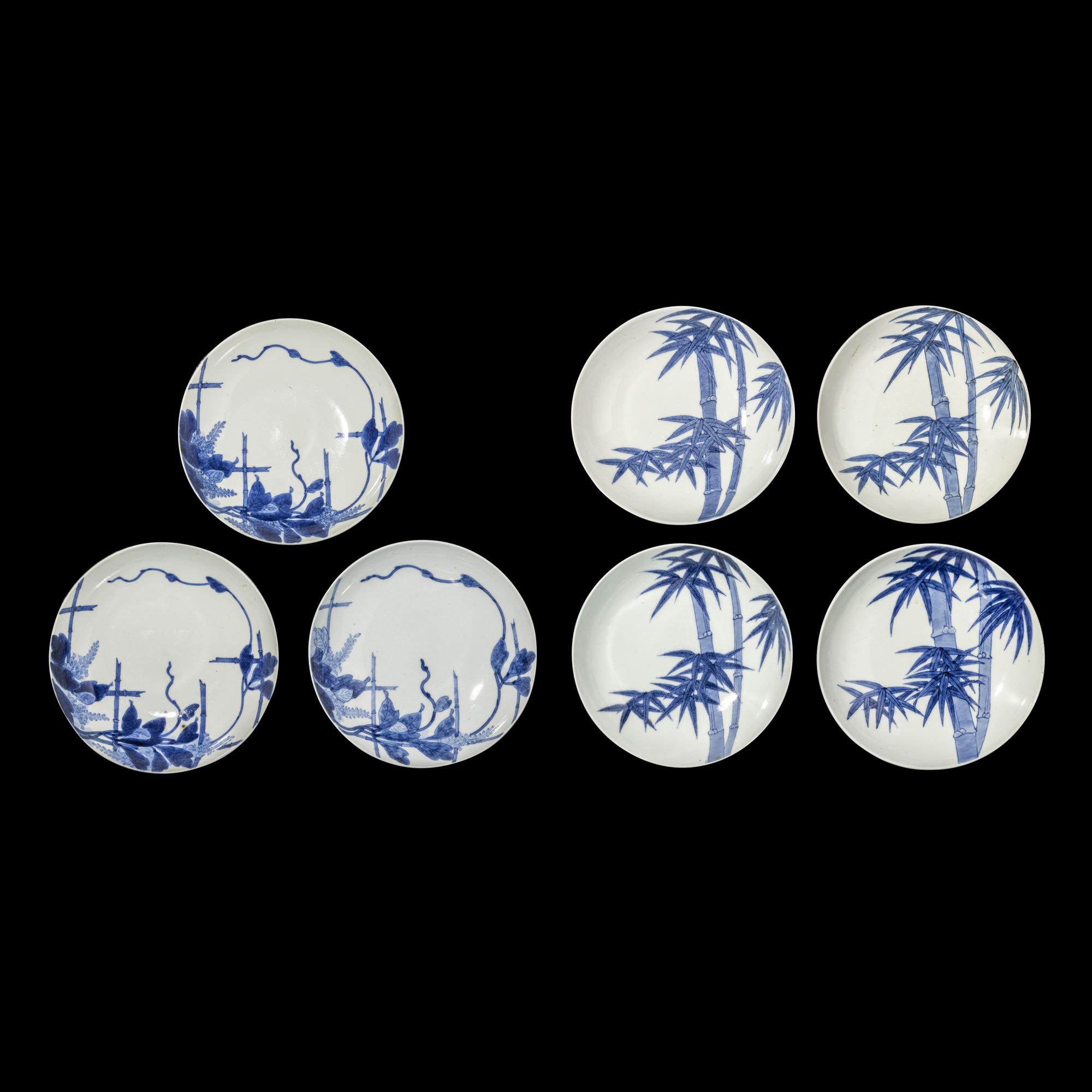 Seven Japanese Nabeshima Style Porcelain Plates, Edo Period