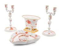 A Collection of Herend Chinese Bouquet Porcelain Table Articles