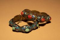Two Inset and Enamel on Silver Bracelets
