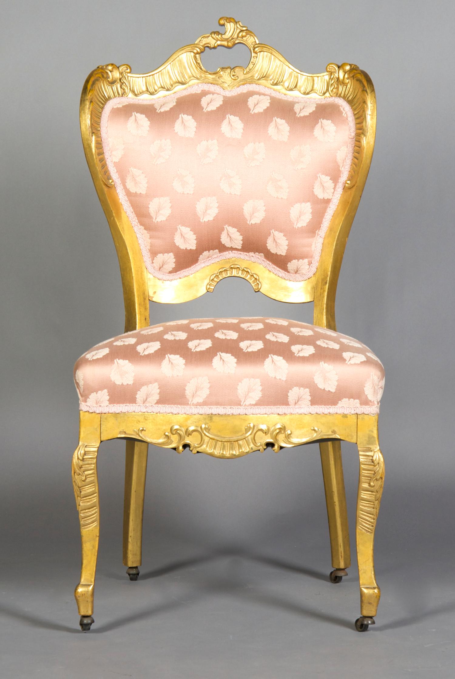 A Louis XIV Style Giltwood Side Chair, Height 34 inches.