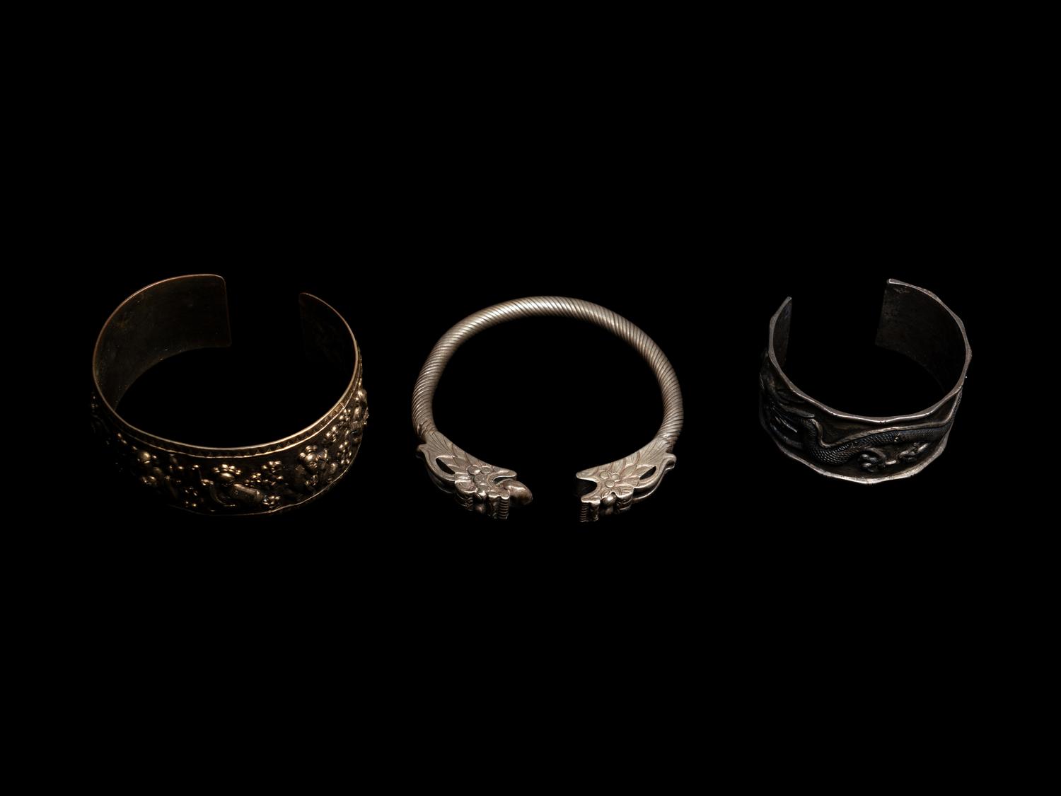 Three Chinese Metal Bracelets