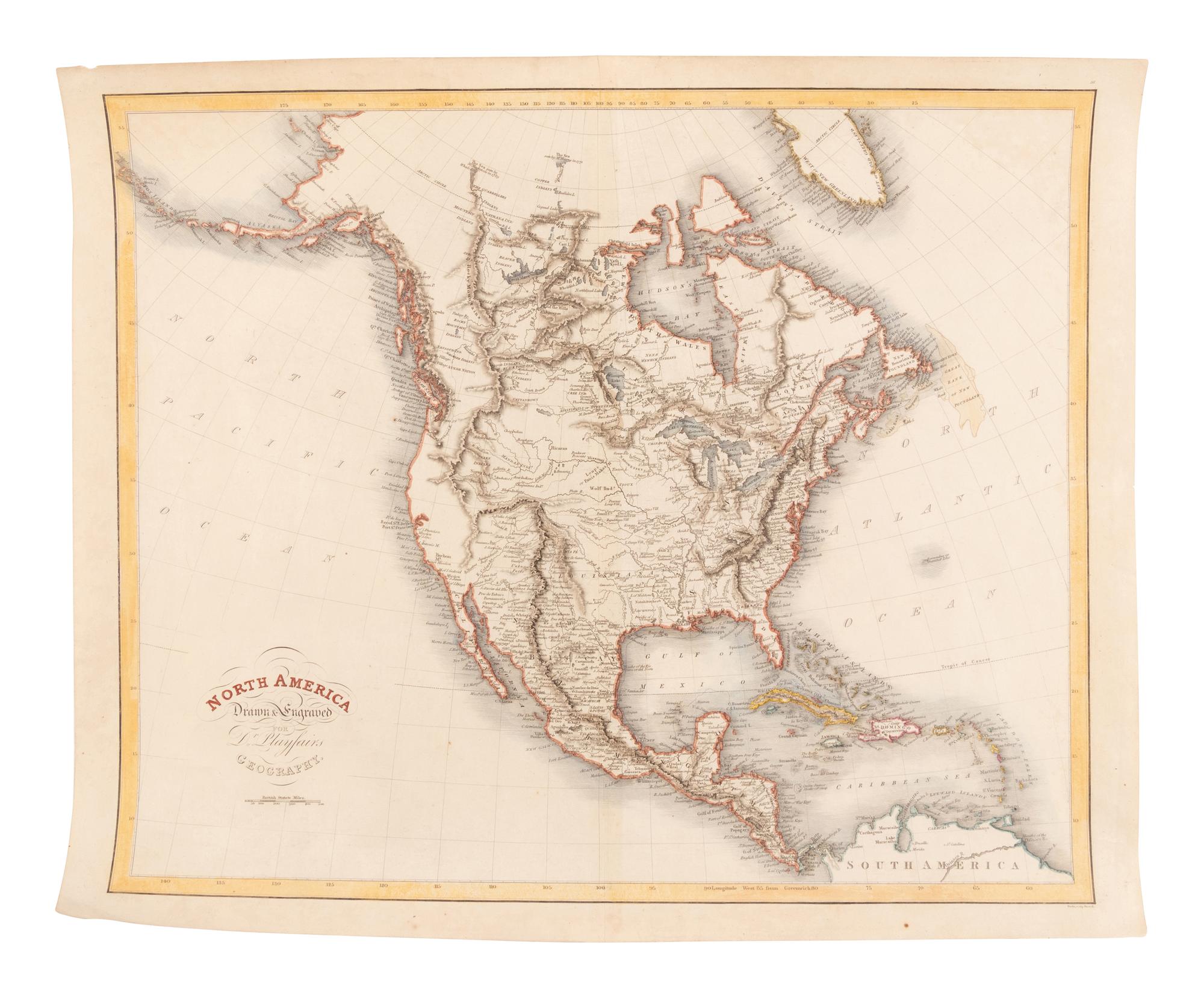 [AMERICANA - MAP]. PLAYFAIR, James (1738-1819). North America drawn and engraved for Dr. Playfair’s Geography . London, 1814.