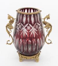 A Gilt Metal Mounted Bohemian Cut to Clear Vase Height 12 1/2 inches. — 19TH/20TH