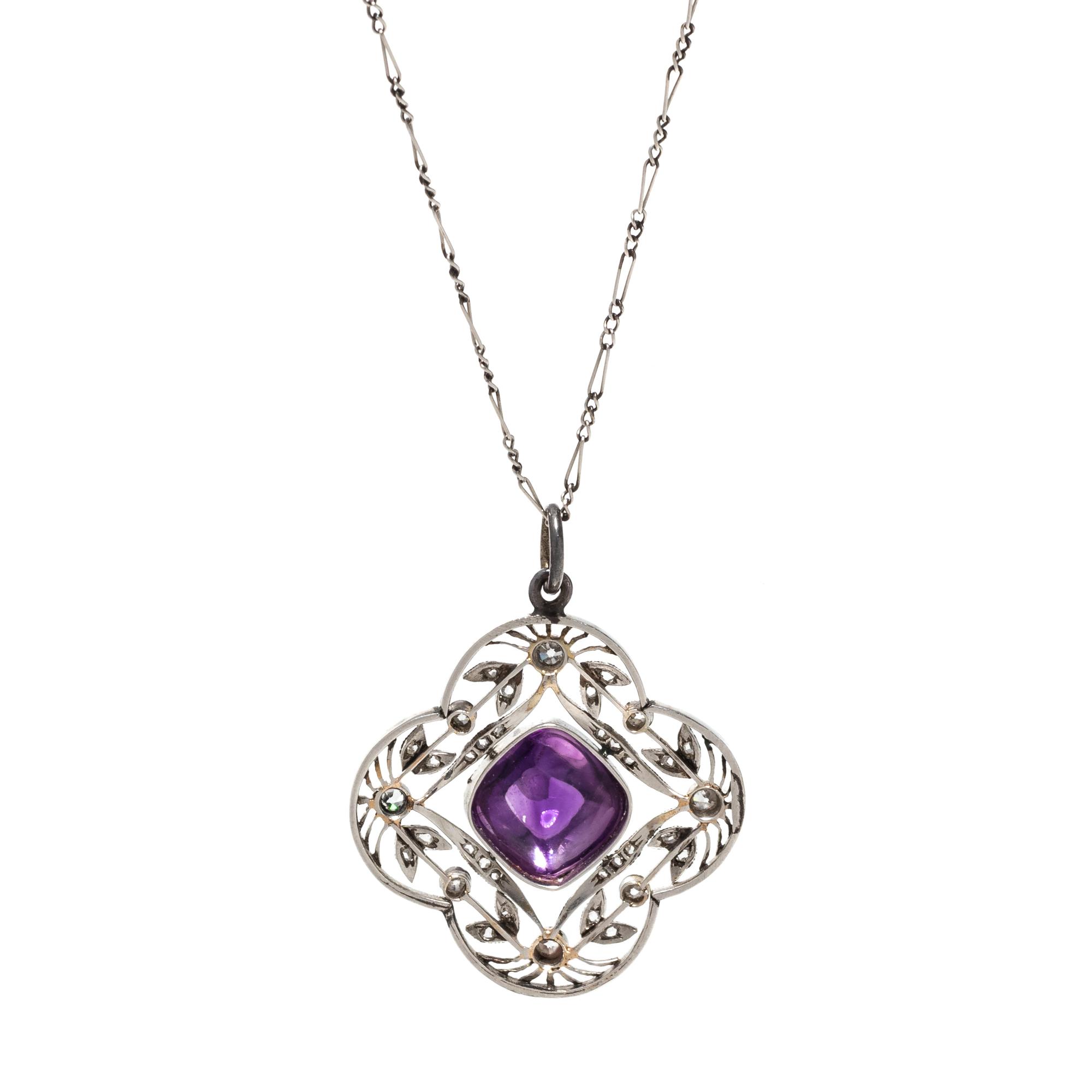 EDWARDIAN, AMETHYST AND DIAMOND PENDANT/NECKLACE