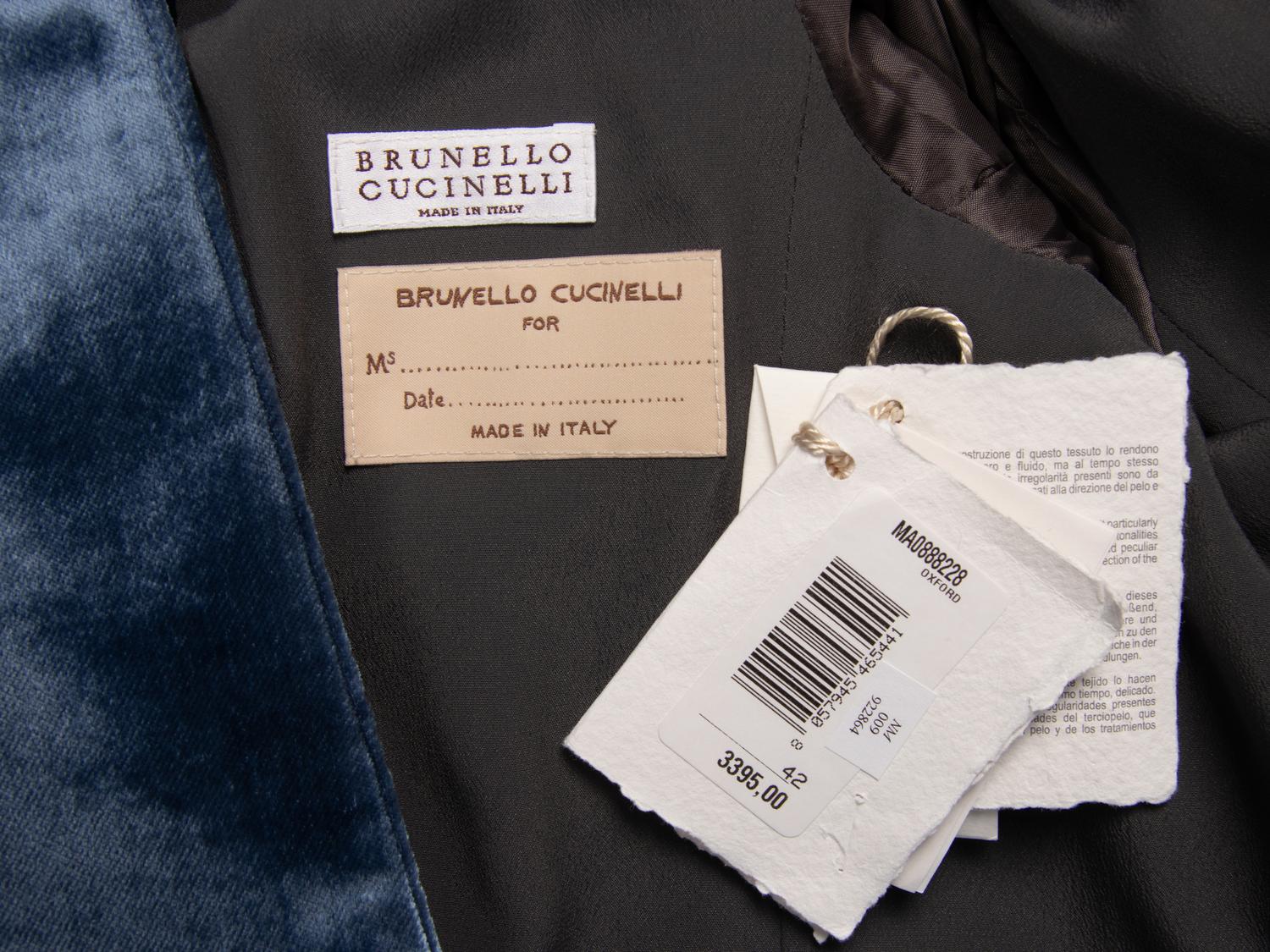 Brunello Cucinelli, Crushed Velvet Blazer with Monili Details