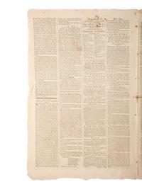 [VERMONT STATEHOOD]. Independent Chronicle and the Universal Advertiser. Vol. XVI, No. 831. Boston, MA: Adams and Nourse, 26 August 1784.