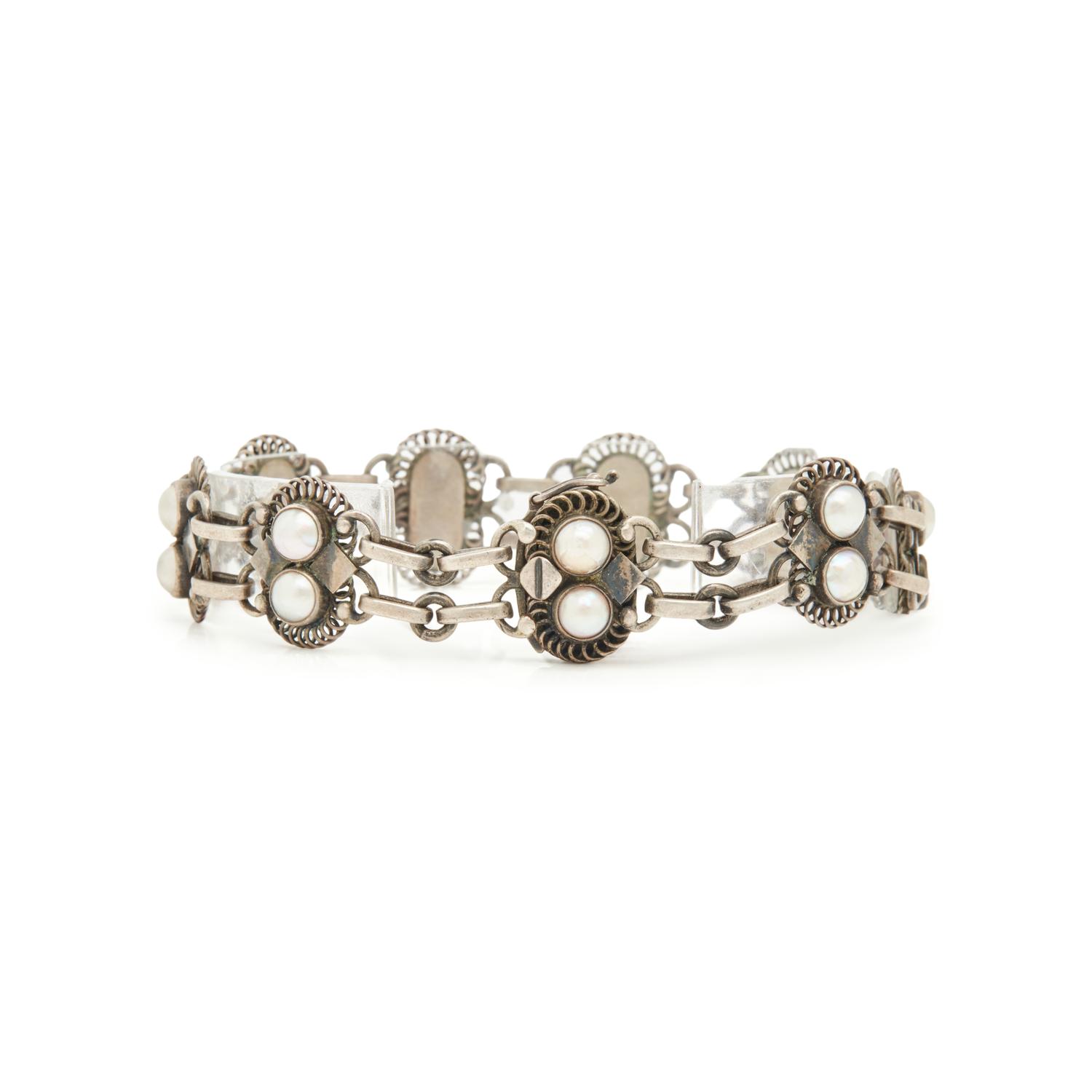 GEORG JENSEN, SILVER AND CULTURED PEARL JEWELRY SUITE