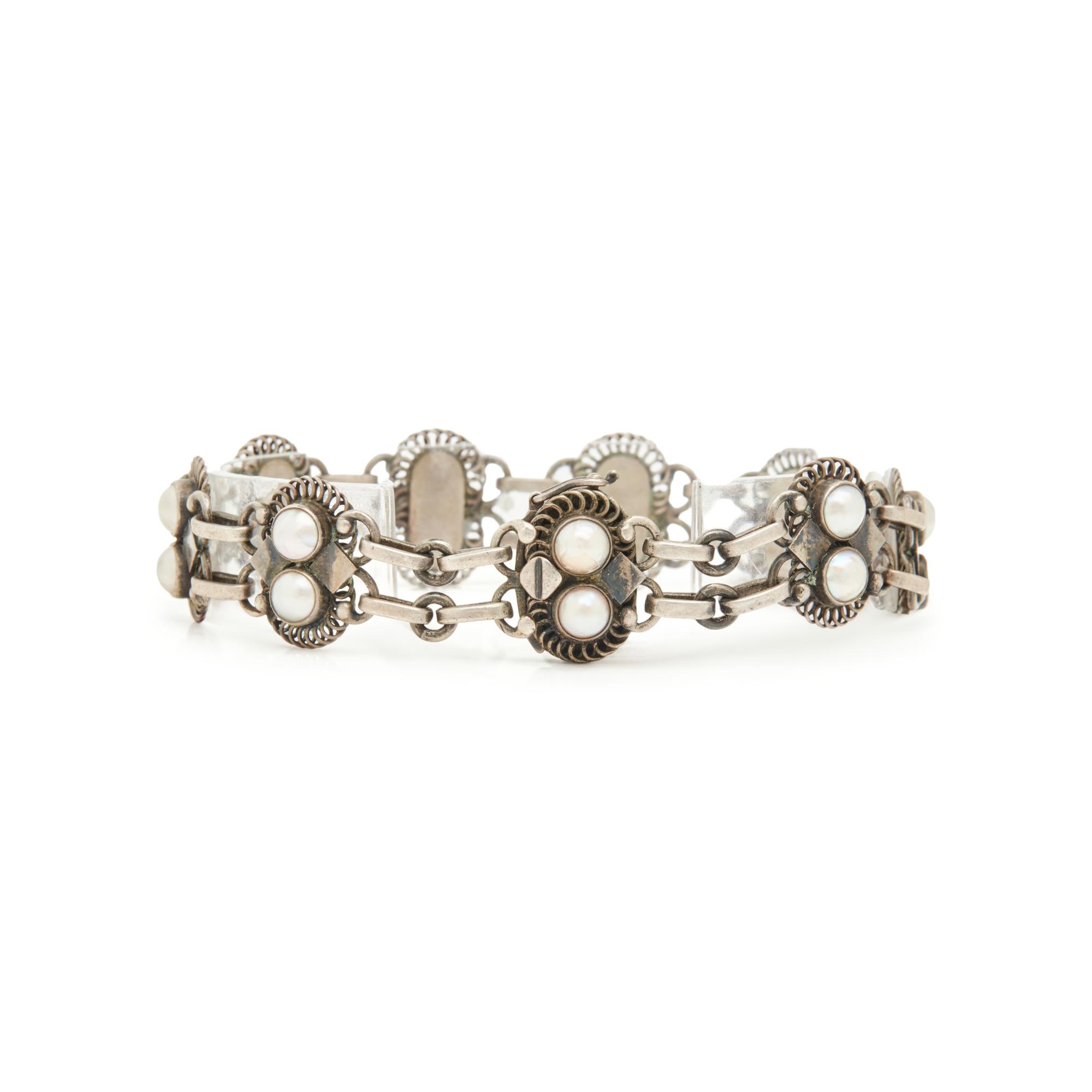 GEORG JENSEN, SILVER AND CULTURED PEARL JEWELRY SUITE