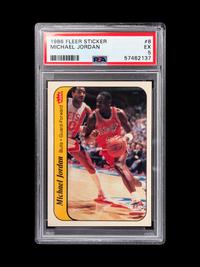 A 1986 Fleer Michael Jordan Rookie Basketball Sticker No. 8 (PSA 5 EX)