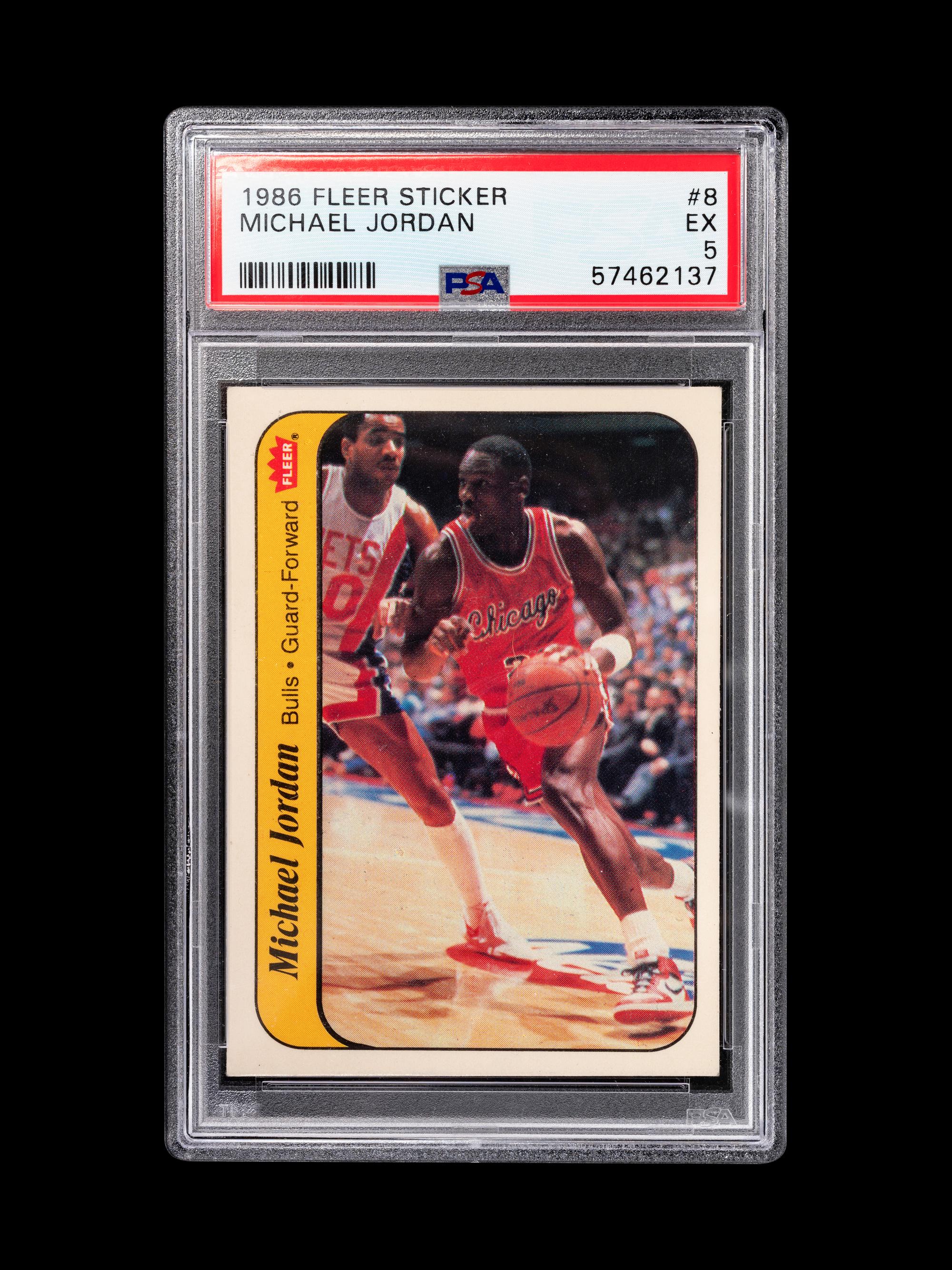 A 1986 Fleer Michael Jordan Rookie Basketball Sticker No. 8 (PSA 5 EX)