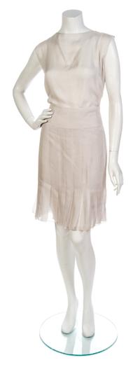 A Chanel Pink, Taupe and Silver Silk Tweed Skirt Ensemble,