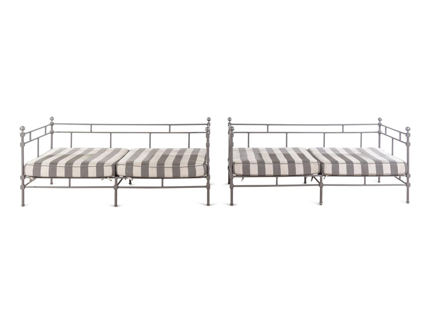 A Pair of Painted Metal Patio Sofas
