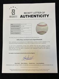 A Willie Mays and Hank Aaron Dual Signed Autograph Baseball (Beckett Authentication Services Letter),