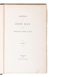 [LINCOLN, A.]. HAY, John. Letters of John Hay and Extracts from Diary . Washington, 1908. 3 vols.