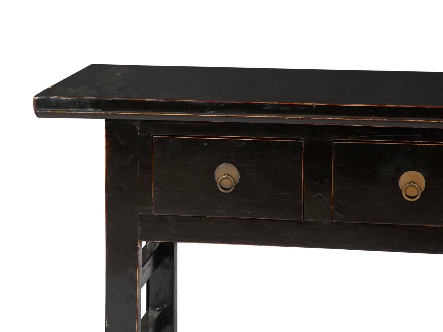 A Chinese Black Lacquered Console Table