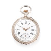 SILVER PERPETUAL CALENDAR OPEN FACE POCKET WATCH