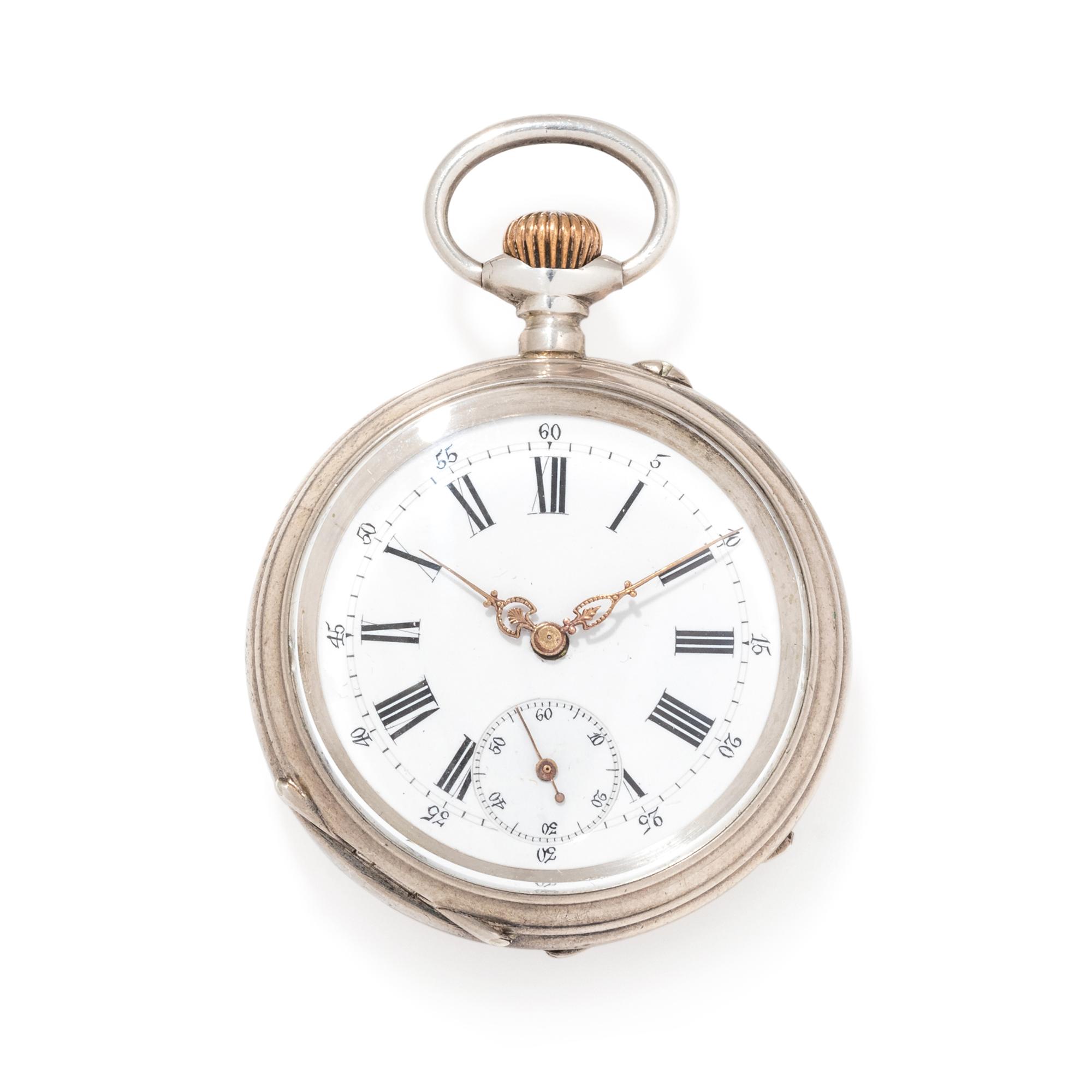 SILVER PERPETUAL CALENDAR OPEN FACE POCKET WATCH