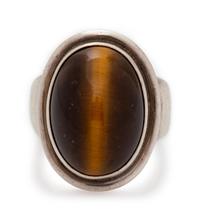 A Sterling Silver and Tiger's Eye Ring, Harald Nielsen for Georg Jensen,